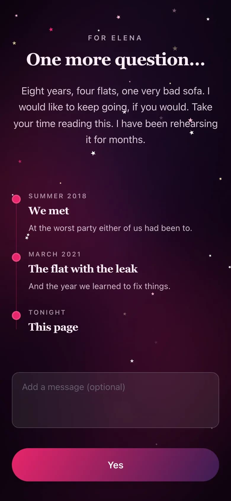 A real Proposal page made with DateCloser